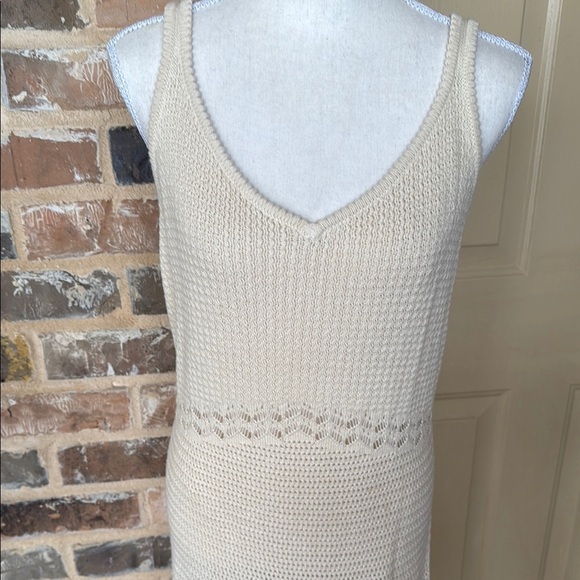 NWT Boho Old Navy Cream Crotchet Max Dress Sleeveless Sundress VNeck Cotton Knit - Picture 7 of 16